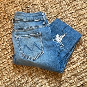 MOTHER high waisted looker ankle fray